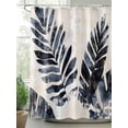 thumbnail image 2 of Boanket Polyester Fabric Navy Blue Palm Leaf Shower Curtain, Tropical Botanical Vintage Leaves Waterproof Bathtub Curtain Bathroom Decor Set with Hooks 54 x 78 Inches,, 2 of 6