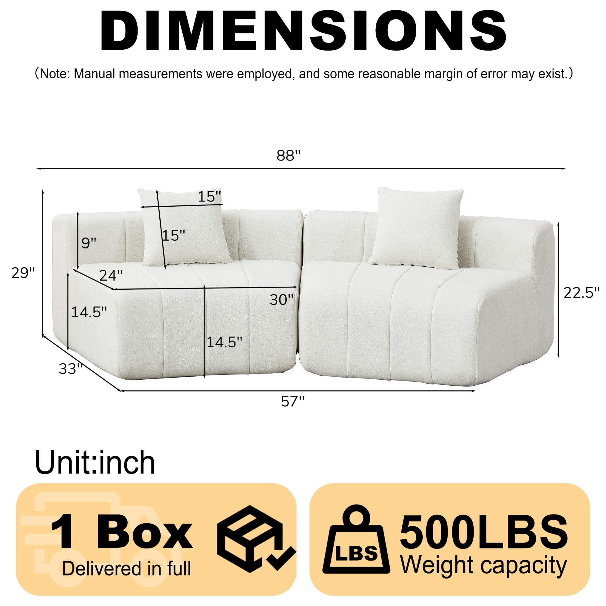 Sailvan Curved Sectional Sofa, Modular Semi Circular Chenille Couch with 4 Pillows, No Assembly Symmetrical Cloud Sofa for Living Room Beige