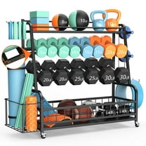 XXL Dumbbell Rack Weight Stand - Bonvork Adjustable Weight Rack for Dumbbells, Home Gym Storage Rack for Kettlebell, Balls,Yoga Mat Storage Holder, Workout Equipment Storage Organizer With Wheels