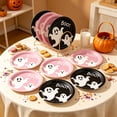 thumbnail image 4 of 40Pcs Halloween Paper Plates Round Pink Black Ghost Disposable Plates 9 Inch Cute Cartoon Ghost Decorative Paper Plate for Halloween Summerween Party Birthday Baby Shower Table Decor, 4 of 6