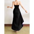 thumbnail image 5 of Womens Purple Strapless Ruched Long Dress Asymmetrical Side Slit Bodycon, 5 of 10