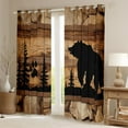 thumbnail image 2 of Black Bear Blackout&nbsp;Curtains Brown Wooden Plank Curtains&nbsp;&&nbsp;Drapes,Animal Paw Print Pine Trees&nbsp;Curtains Woodland Retro Patchwork Lodge Cabin Farmhouse Rustic Home Decor, 2 of 5