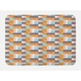thumbnail image 1 of Abstract Bath Mat, Leaves Horizontal and Vertical Stripes Layout, Plush Bathroom Decor Mat with Non Slip Backing, 29.5" X 17.5", Multicolor, by Ambesonne, 1 of 2