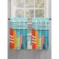 thumbnail image 3 of Kitchen Curtains 54 Inches length, Surfboard Window Treatment Curtain Drapes, Summer Starfish Palm Leaf Wood Grain Blue Decorative Window Curtains for Bedroom Cafe, 52"x54", 2 Panels, 3 of 7