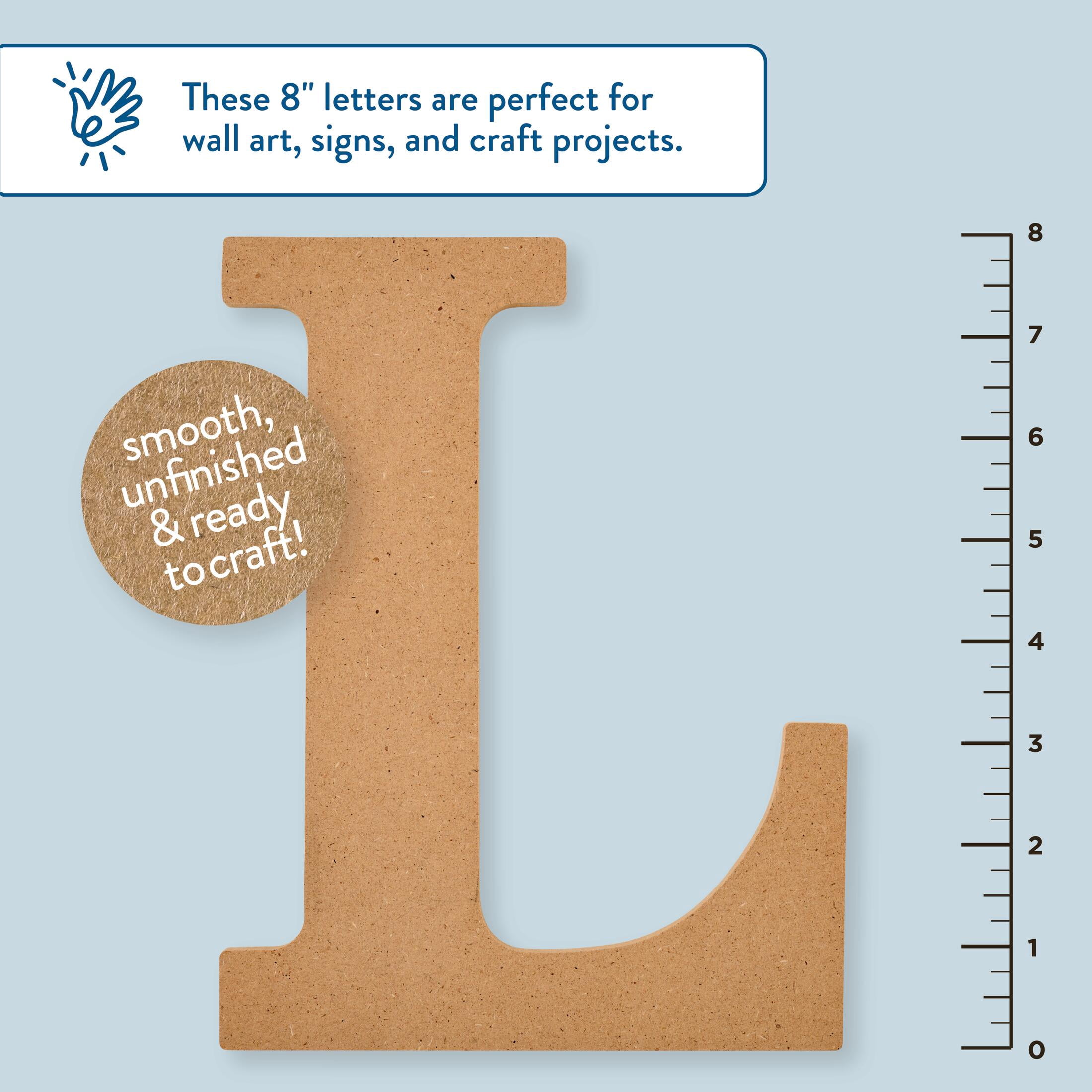 Plaid Unfinished Wood MDF 8" Letter for DIY Arts and Crafts, L