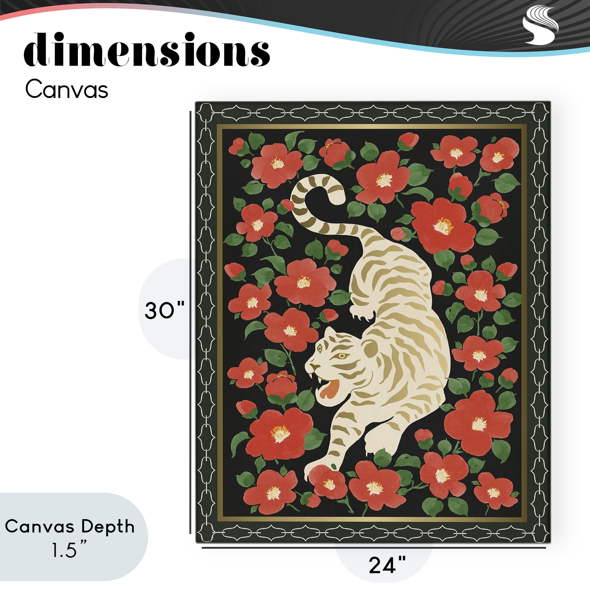 Stupell Industries Ivory Tiger Among Camelias Canvas Wall Art, design by Karolina Sato
