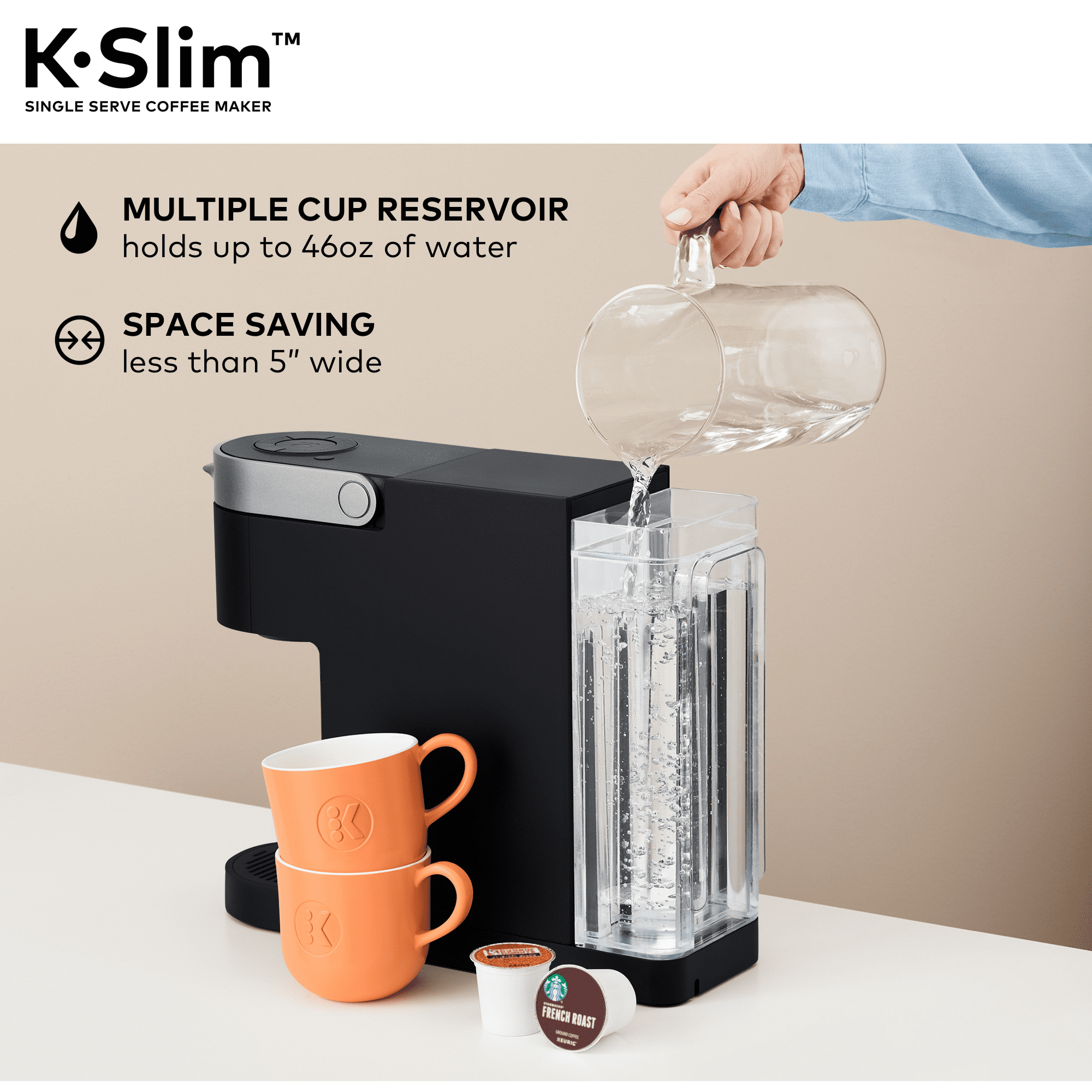 Keurig KSlim Coffee Maker, Single Serve KCup Pod Coffee Brewer, 8 to
