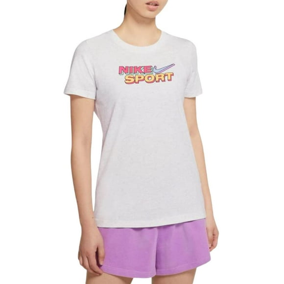 Nike Women's Sportswear Cotton Logo T-Shirt (Birch Heather, Small)