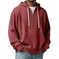 thumbnail image 1 of pstuiky Camisas suaves de manga larga para hombre, Sudadera informal de cuello redondo con capucha, media cremallera y bolsillo de manga larga de color liso para hombre xl, 1 of 5