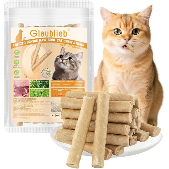 50g Cat Dental Care Chew Sticks, Freeze-Dried for Tartar Control & Fresh Breath, Dental Treats for Cats
