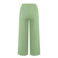 thumbnail image 5 of Linen Pants Women High Waisted Pants Casual Wide Leg Palazzo Pant Drawstring Elastic Waist Loose Fit Beach Trousers Green S, 5 of 7