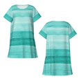 thumbnail image 3 of Bixox Teal Turquoise Pattern Women's Nightgown, Soft & Breathable Sleepwear, Round Neck Knee-Length Pajama Dress,Loungewear for Home & Sleep, 3 of 7