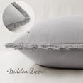 thumbnail image 3 of Fundas de almohada MIULEE decorativas de lino con flecos, color gris claro, 30 x 50 cm, 3 of 6