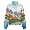 thumbnail image 5 of Jackets for Women Winter Coat Jackets Flannel Stand Collar Jacket(Mountain Reflection Art Print,Size:S-4XL), 5 of 7