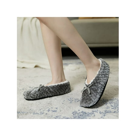 

Harsuny 1/2 Pairs Ballerina Slippers with Fleece Lining Ladies Slip On House Winter Warm Shoes