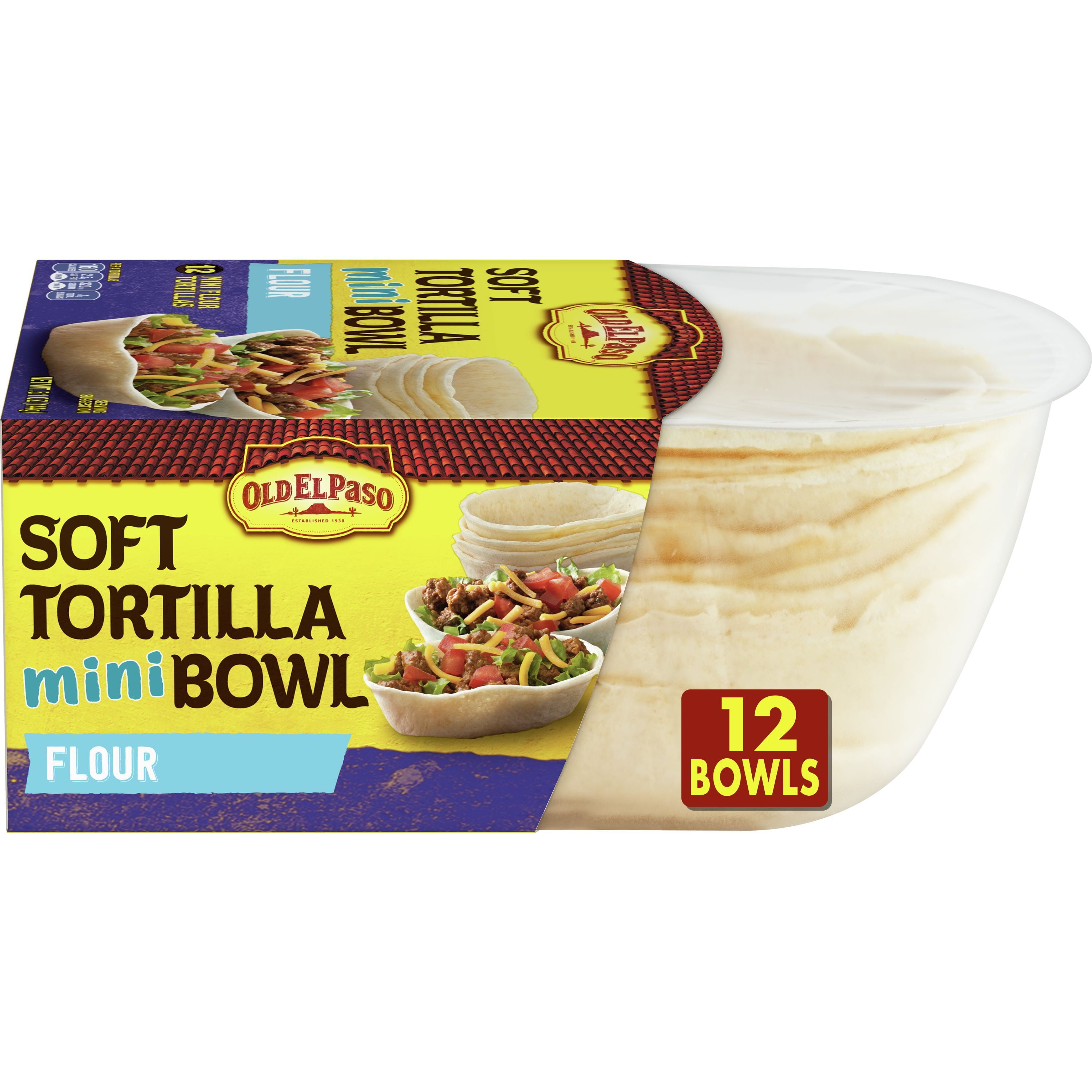 Old El Paso Soft Flour Tortilla Mini Bowls, 12-count