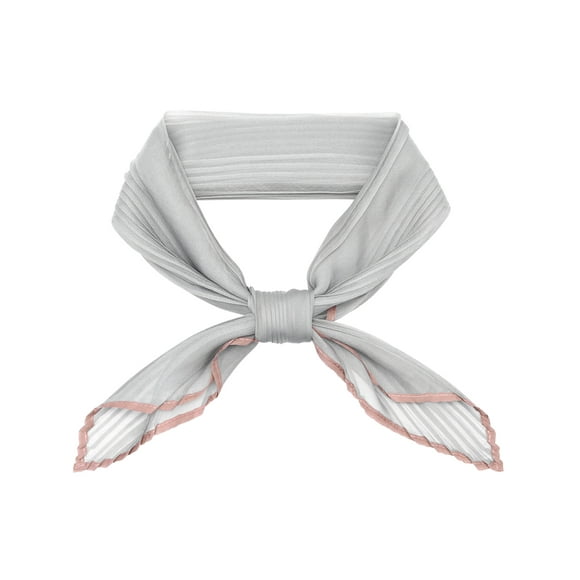 BUFANDAS DE CHIFFON PLEATADAS PARA MUJER INSPIRADAS CHIC, CON TRIM DE COLOR CONTRASTANTE, SEMI TRANSPARENTES Y ELÁSTICAS, BUFANDA DE CUELLO NECKERCHIEF 43.3x19.7" GRIS