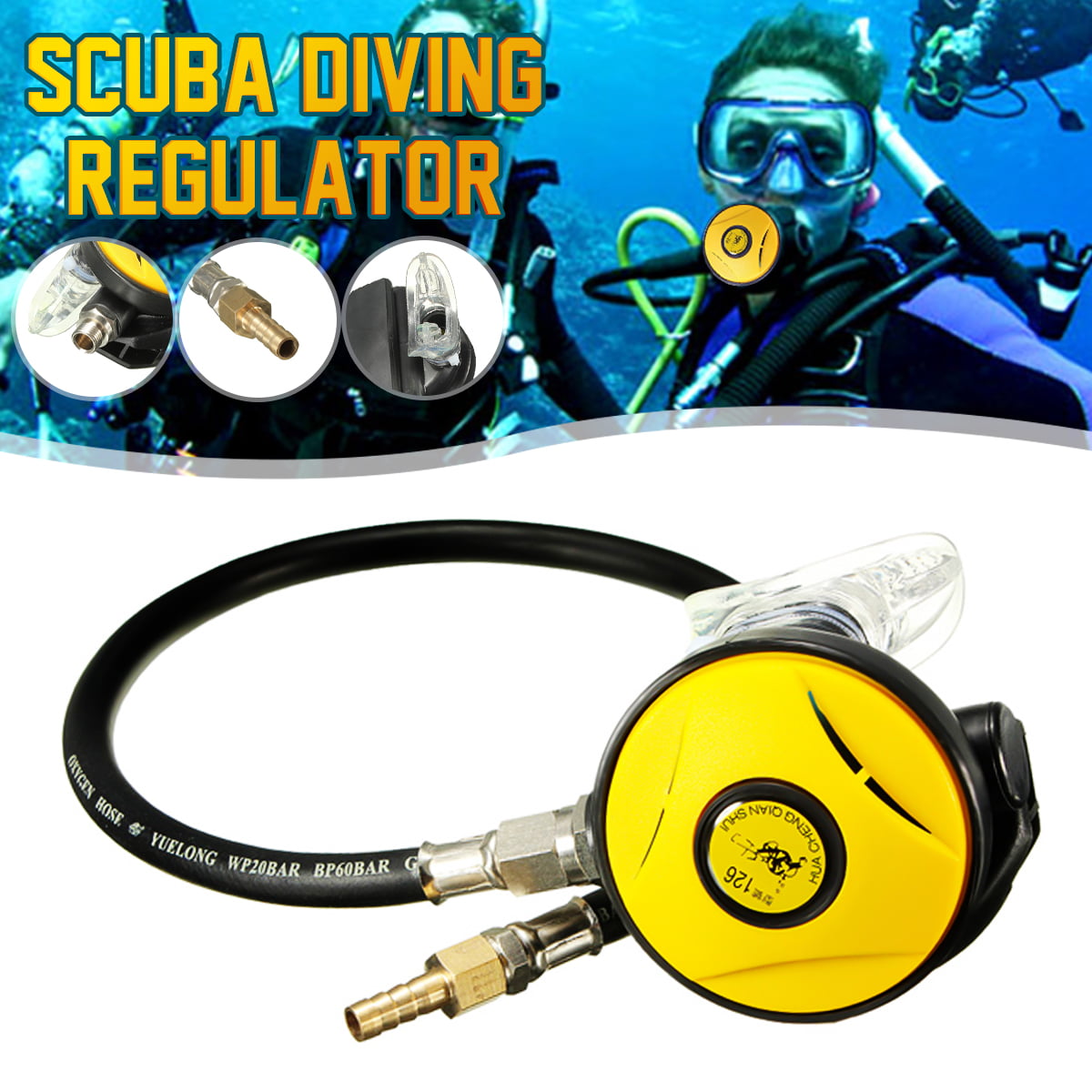 ABS Scuba Diving Breath Regulator 2nd Stage Octopus Hookah Regulator w/30m Hose 
