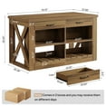 thumbnail image 2 of Fnova 55" Kitchen Island with Storage and Leg Room, Farmhouse Stationary Island Table with 2 Drawers & Open Shelves, Brown, 2 of 19