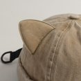 thumbnail image 3 of Hsqqdc 1pc Khaki Cotton Rolled Cuff Docker Cap Unisex Brimless Cat Ear Harbour Hat for Casual Outings, 3 of 7