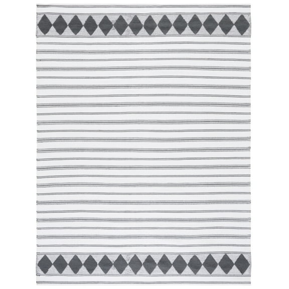 SAFAVIEH Montauk Foliage Striped Cotton Area Rug, Dark Grey/Ivory, 8' x 10'