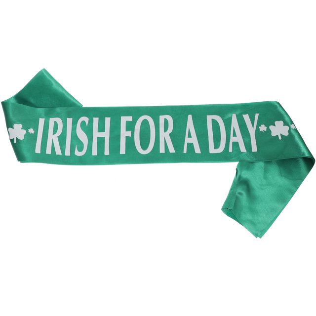6Pcs Fashion Ireland St. Patricks Day FOR A DAY Letters Printed Clover Sash Fancy Dress Accessory