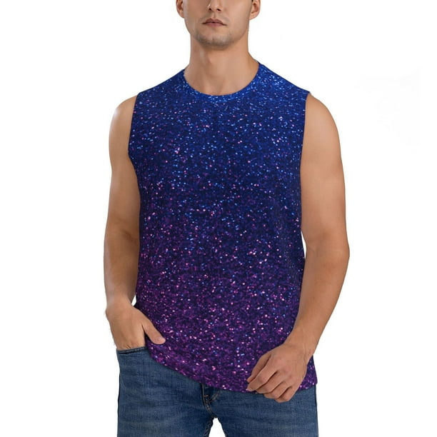 Balery Neon Glitter Camisetas sin mangas para hombre, absorbe la humedad y protege contra el mal olor.-Large