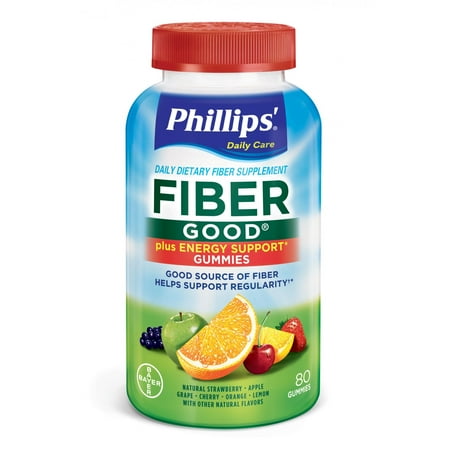 Phillips' Fiber Good Daily Supplement + Energy Support Gummies, 80 Count