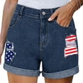 thumbnail image 3 of Byworldtasic Independence Day Jean Shorts for Women High Waist Ripped Cuffed Denim Shorts with Pockets, 3 of 6