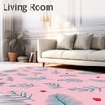 thumbnail image 2 of ODIKA 2x3 Machine Washable Non-Slip Area Rug, Enchanted Forest Pine Branch with Winter Berry Cluster High Traffic Rug with Pad, Pink, 539597, 2 of 8