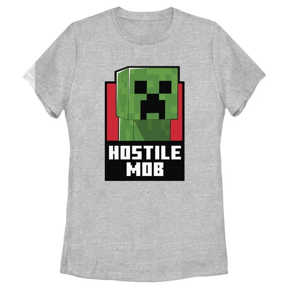 Women's Minecraft Hostile Mob Creeper Graphic Tee Athletic Heather Medium