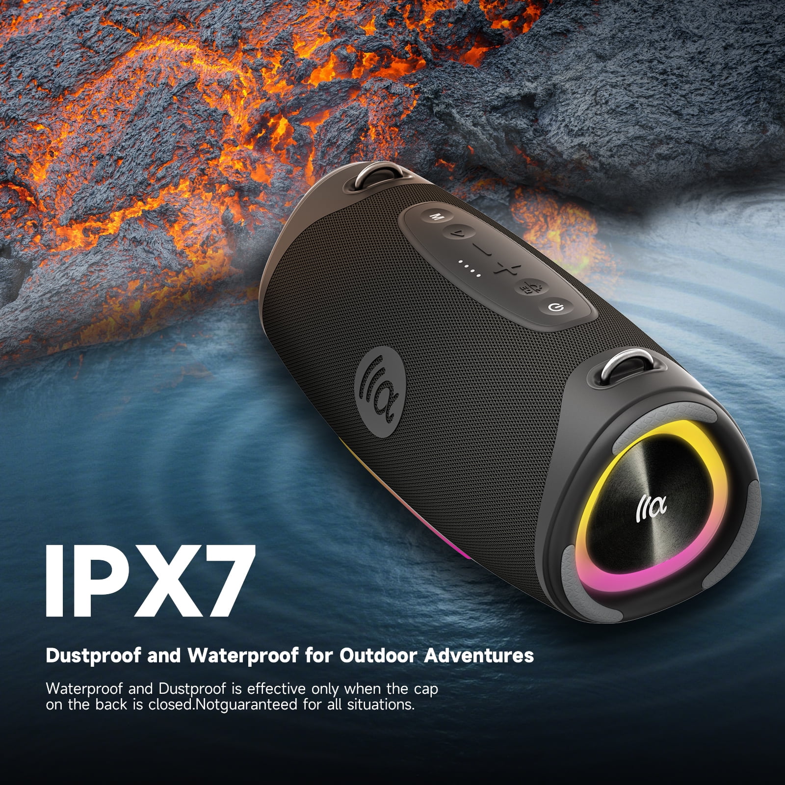 TAZATA Portable Bluetooth Speaker IPX7 Waterproof 80W Wireless Outdoor Speaker for Camping 8H Playtime