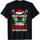thumbnail image 1 of Camiseta para Mujer: El Más Propenso a Jugar Videojuegos en Navidad, 1 of 5