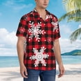 thumbnail image 2 of Lsque Snowflakes On A Buffalo Plaid pattern Hawaiian Shirt for Men, Unisex Summer Beach Casual Short Sleeve Button Down Shirts-Small, 2 of 9