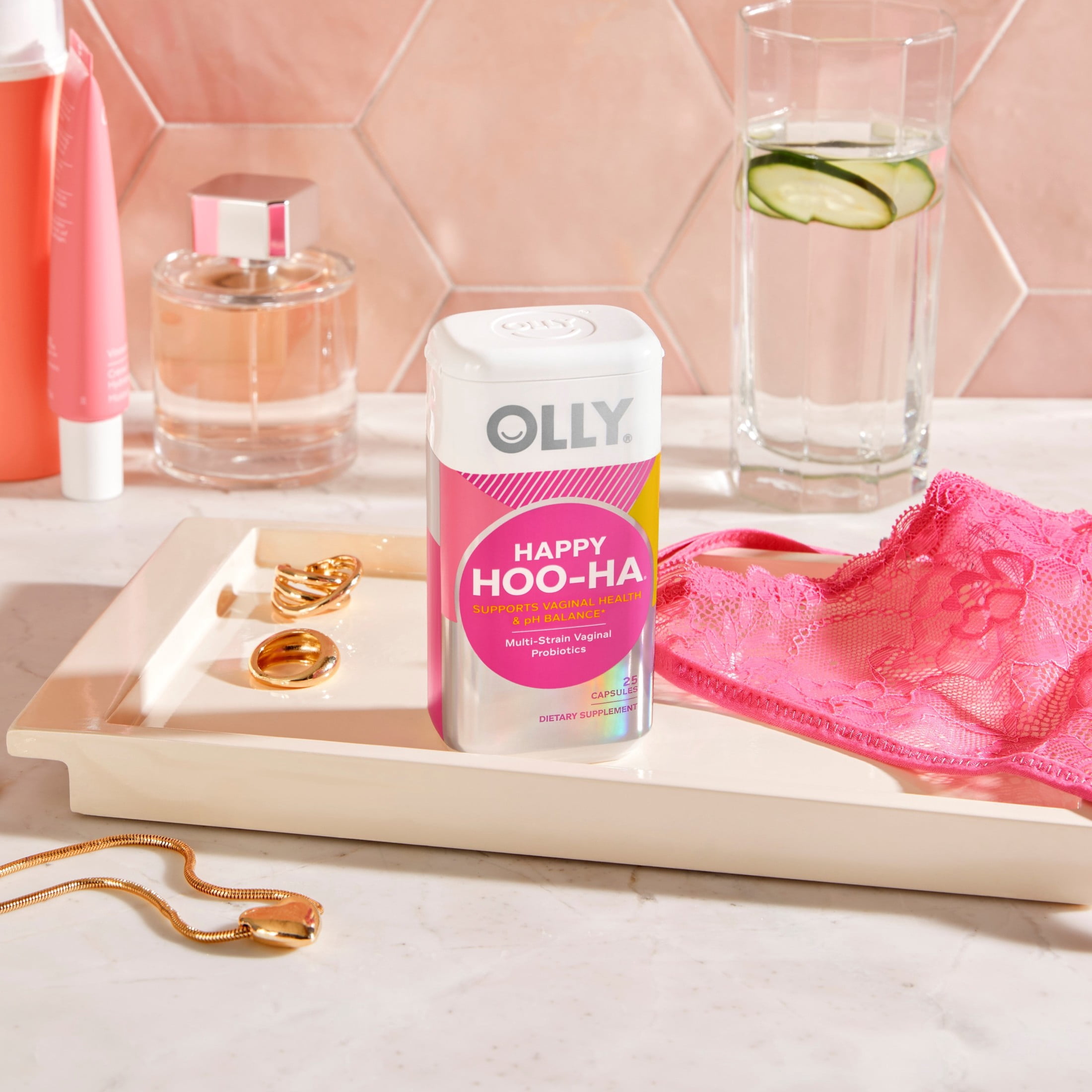 OLLY Happy Hoo-Ha Capsule Supplement, Probiotic, Women's Vaginal Health and pH, 25 Ct