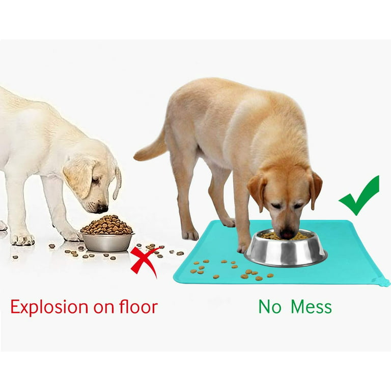 Ptlom 2 Pcs Silicone Pet Placemat for Dogs and Cats, Non-Slip Waterproof Dog  Feeding Bowl