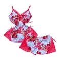 thumbnail image 1 of Gibobby Pijamas mujer calientitas Conjunto de pijama con tirantes para mujer Conjunto de pijama de encaje de estilo corto con pantalones cortos(Rosa caliente,G), 1 of 3