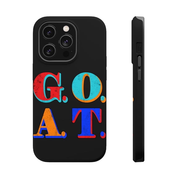 DistinctInk Tough Case for Apple iPhone 15 PRO (6.1" Screen), Compatible with MagSafe Charging - G.O.A.T - Greatest Of All Time