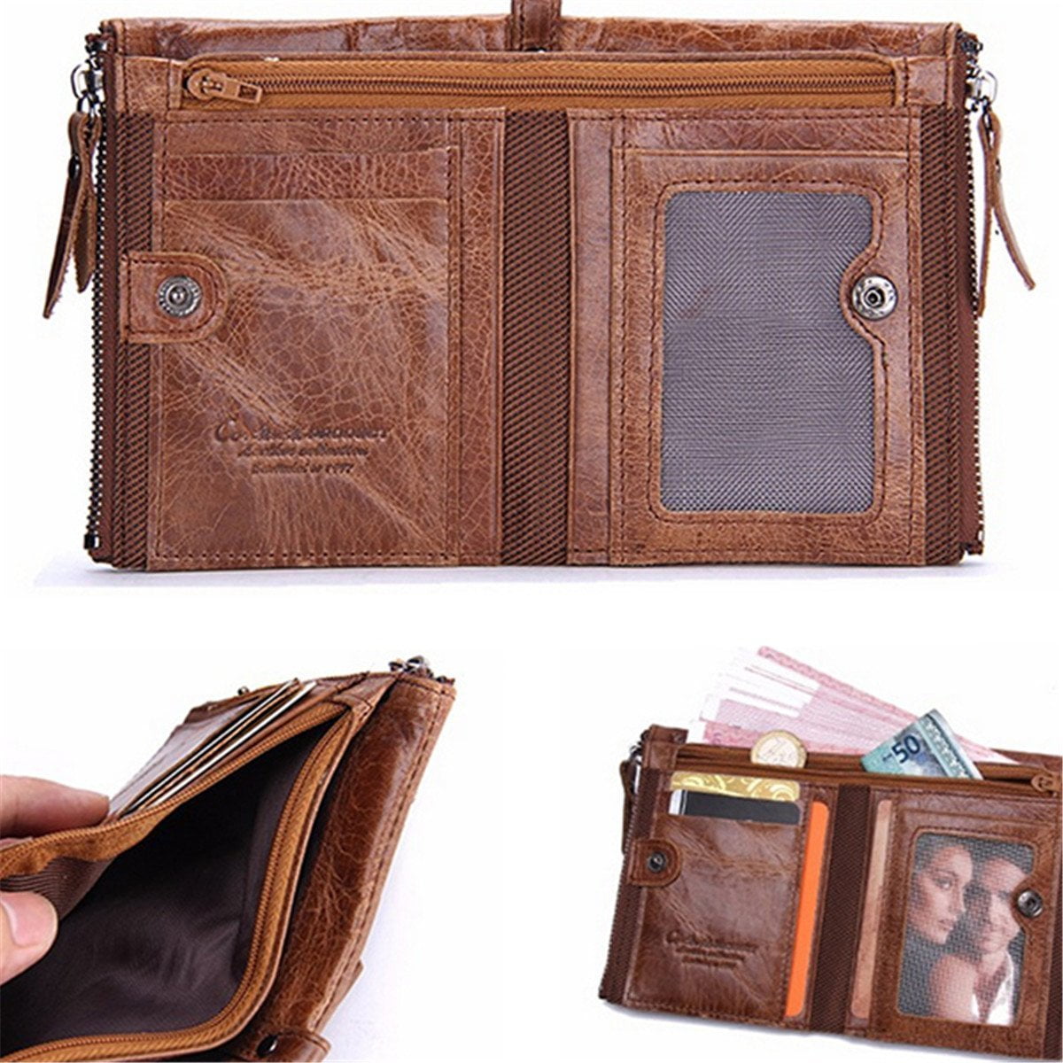 Genuine Leather Slim Wallets For Men - Mens Wallet RFID Blocking Holiday Gifts For Men | Walmart ...