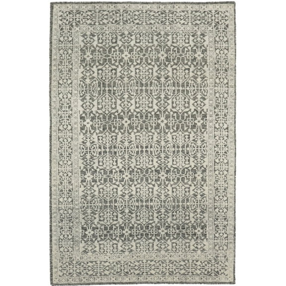 Ivory & Charcoal Geometric 6X9 Modern Oriental Rug