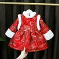 thumbnail image 2 of Busydd Baby Girl Clothes Chinese Traditional Tang Style Embroidery Cheongsam Dress Red Cute New Year Qipao Winter Warm Fleece Infant Toddler Girl Clothes 6 Months-4 Years, 2 of 9
