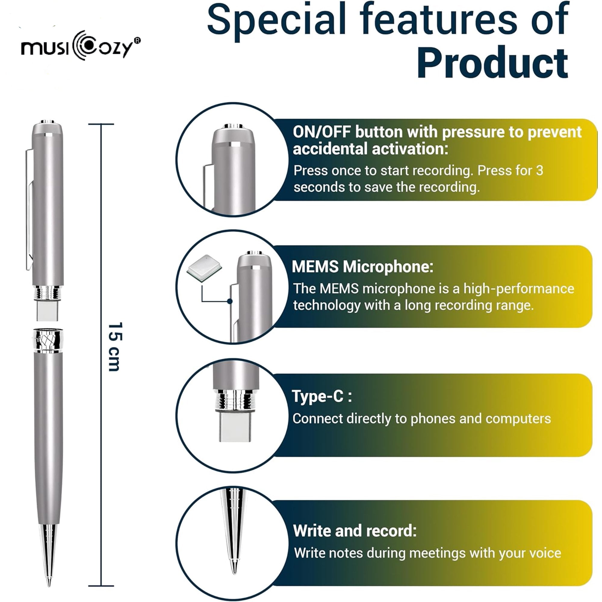 64GB Digital Voice Recorder Pen-Mini Audio Recording Device for Meetings-Portable Dictaphone Microphone,Professional Audio Recorder for Lecture/Meeting/Course,Audio Recorder Transfer File to Computer