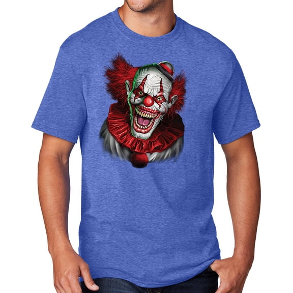 Men's Scary RED CLOWN T-shirt, 5XL Heather Royal Blue