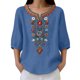 thumbnail image 4 of Neewe Women's Embroidered Tops 3/4 Sleeve Traditional Boho Shirts for Women V Neck Peasant Tunic Blouses, 4 of 8
