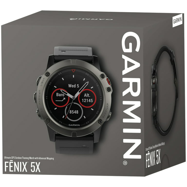 Garmin Fenix 5x 51mm Slate Gray Sapphire with Black Band GPS Watch -  (010-01733-00) for sale online