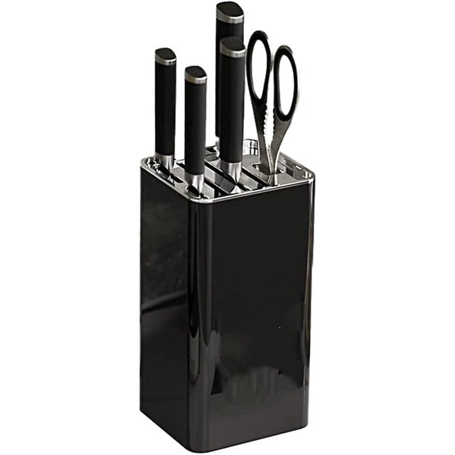 Actualización Bloque de cuchillos Soporte de cuchillos cuadrado desmontable Solo soporte de almacenamiento de cuchillos Mantenga los cuchillos organizados y limpios (Negro brillant