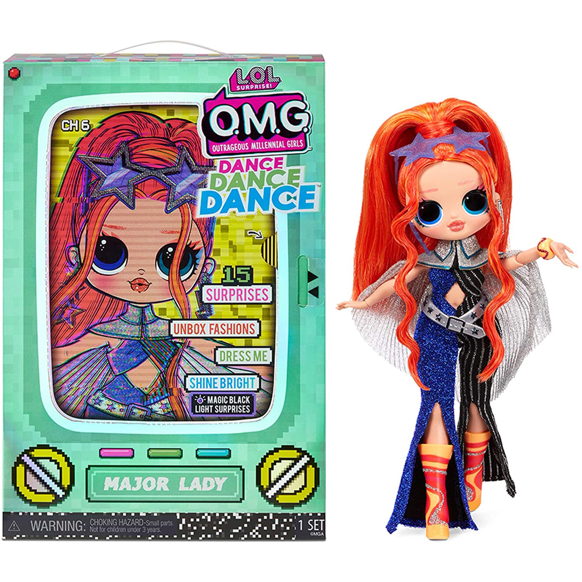 LOL Surprise OMG Dance Dance Dance Major Lady Fashion Doll with 15