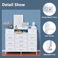thumbnail image 6 of White Dresser with LED Lights & Charging Station,47" Long Dresser for Bedroom Chests with 12 Storage Drawers,Wide Vanity Dressers Furniture for Closet,Nursery,2 Shelves Wood Top,Metal Frame, 6 of 6