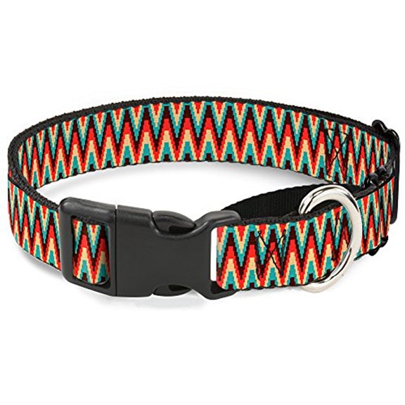 Buckle-Down MGC-W31006-L Jagged Zig Zag Brown Aqua Cream Red Martingale Dog Collar