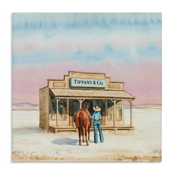 Stupell Industries Fashionista Cowgirl in Desert Fashion Painting Wrapped Canvas Art Print Wall Art, 17 x 17